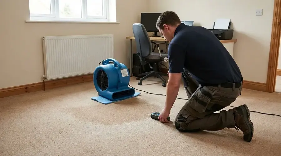 A Kannapolis Water Damage Pros technician drying a water damaged home in Kannapolis, NC